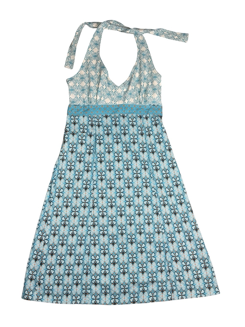Athleta Halter Sundress Blue Geometric Print Size 4